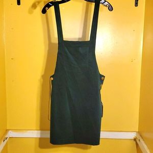 NWT Zara trafulac Green Velvet Overall Dress Sz Sm